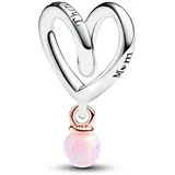 Pandora Moments Bicolor Eingehülltes Herz Charm aus Sterling Silber mit Opal, Kompatibel Moments Armbändern, 783242C01