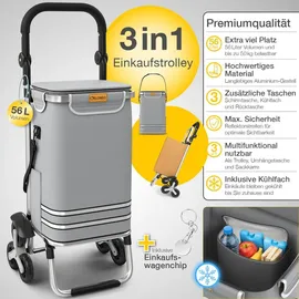 eloneo Einkaufsroller Treppensteiger Grau 56 L