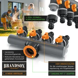 Brandson 4-Wege Schlauchverteiler 3/4 Zoll schwarz