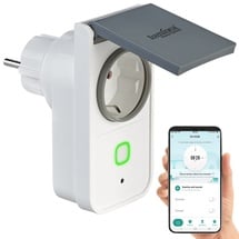 Luminea Home Control WLAN-Outdoor-Steckdose, HomeKit-fähig, App, Sprachbefehl, Strommessung