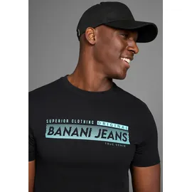 Bruno Banani T-Shirt BRUNO BANANI, Herren, Gr. L (52/54), schwarz, Single Jersey, Obermaterial: 100% Baumwolle, bedruckt, slim fit, Rundhals, Shirts T-Shirt, in schmaler Passform