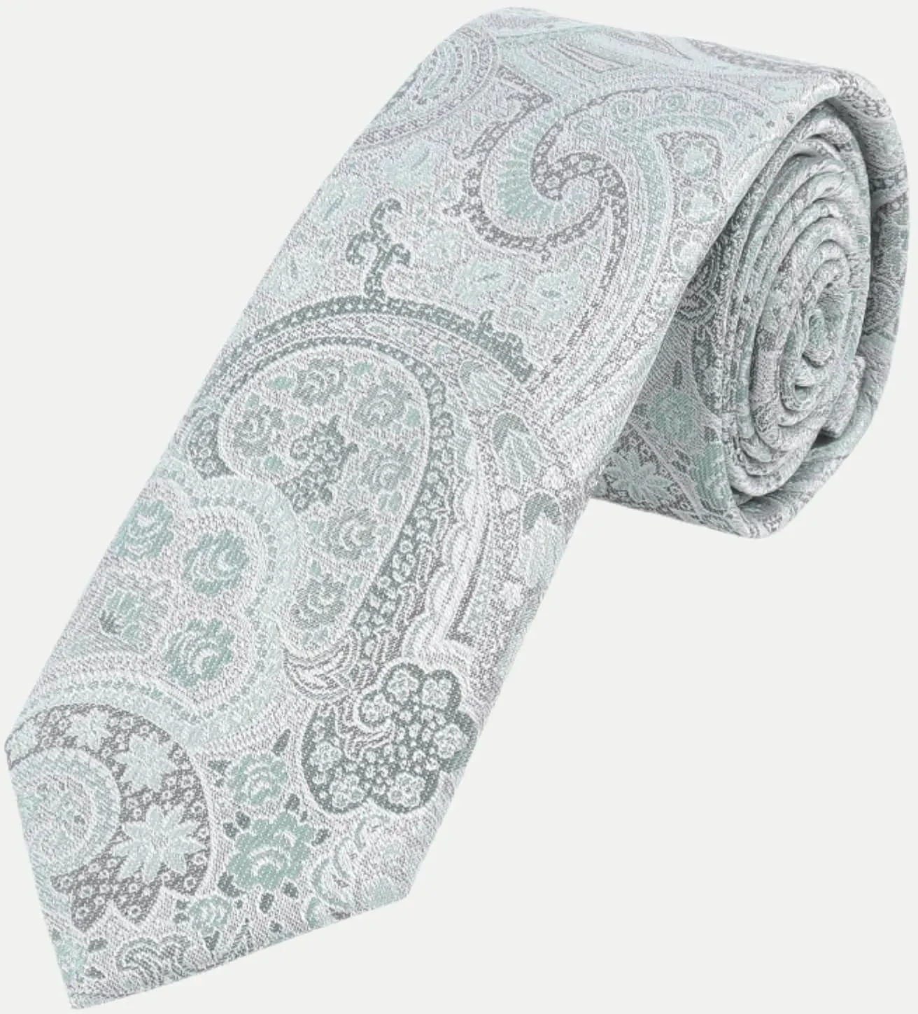 Krawatte mit Paisley-Muster 7cm Grau ST