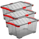 Rotho Evo Total Protection Aufbewahrungsbox 59 x 39,5 x 28 cm 3-tlg. anthrazit/rot