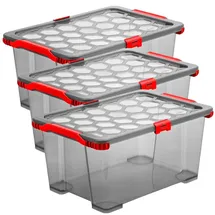 Rotho Evo Total Protection Aufbewahrungsbox 59 x 39,5 x 28 cm 3-tlg. anthrazit/rot