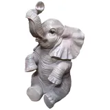 FD Figur Elefant sitzend groß Polyresin 86 x 55 x 47 cm grau