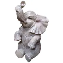 FD Figur Elefant sitzend groß Polyresin 86 x 55 x 47 cm grau