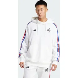 Frankreich Essentials 3-Streifen Hoodie WEISS XS