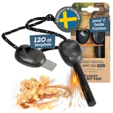 LIGHT MY FIRE Feuerstahl Outdoor Army, 10 mm, 12000 Zündungen, 2-in-1 mit Notfallpfeife, Feuerstahl XXL Survival Gadget Feuerstein Feuerzeug, Ewiges Streichholz mit Bio-basierter Kunststoffgriff