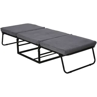 Homcom Gästebett klappbar, 2-in-1 Klappbett Hocker, Verstellbare Kopfteilhöhe, Polyester+Stahl+Schaumstoff, grau