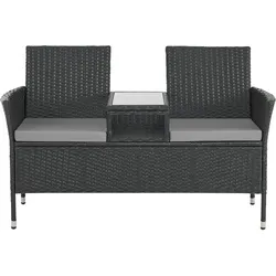 SVITA CHICAGO Rattan-Bank Garten-Bank Lounge Sitzecke Schwarz