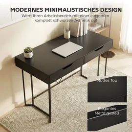 Homcom Computertisch mit 2 Schubladen Bürotisch im Modern-Design, Metallgestell für Arbeitszimmer Schlafzimmer Home Office, 120 x 60 x 77 cm Schwarz