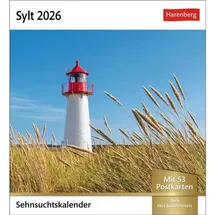 Harenberg Sylt Sehnsuchtskalender 2026 - Wochenkalender mit 53 Postkarten: Reise-Kalender mit 53 Postkarten voll traumhafter Urlaubs-Fotos. Sylt für den Schreibtisch in einem Wochenkalender (Postkartenkalender)