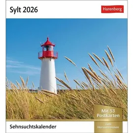 Harenberg Sylt Sehnsuchtskalender 2026 - Wochenkalender mit 53 Postkarten: Reise-Kalender mit 53 Postkarten voll traumhafter Urlaubs-Fotos. Sylt für den Schreibtisch in einem Wochenkalender (Postkartenkalender)