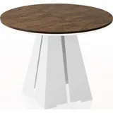 WFL GROUP Runder ausziehbarer Esstisch mit weißem Metallgestell - moderner industrieller Tisch für Esszimmer oder Küche - 120 cm bis 200 cm - EU - Lefkas Eiche