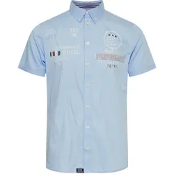 Kurzarmhemd FQ1924 "Kurzarmhemd FQRontus", Herren, Gr. XL, blau (chambray blau), Obermaterial: 100% Baumwolle CO., casual, regular fit normal, Kurzarm, Hemden