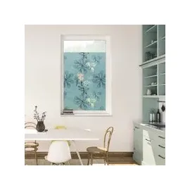 Lichtblick Fensterfolie selbstklebend, Sichtschutz, Aqua Floral - blau B/L: ca. 100x180 cm