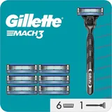 Gillette Mach3 Herrenrasiermaschine, 3 Klingen, 1 Gillette Rasiermesser, 7 Ersatzklingen für Rasierer mit Edelstahlgriff