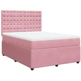 vidaXL Boxspringbett mit Matratze Rosa 140x200 cm Samt