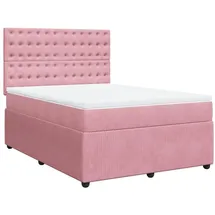 vidaXL Boxspringbett mit Matratze Rosa 140x200 cm Samt