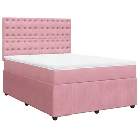 vidaXL Boxspringbett mit Matratze Rosa 140x200 cm Samt