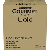 Gourmet Gold Raffiniertes Ragout Katzenfutter Nass, Sorten-Mix, 96Er Pack (96 X