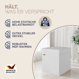 CASARIA CASARIA® Faltbarer Sitzhocker mit Stauraum Kunstleder Weiß