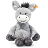 Steiff Dinkie Esel graublau 30 cm, Soft Cuddly Friends, Kuscheltier-Esel, Markenplüsch mit Knopf im Ohr, aus kuschelweichem graublauen Plüsch, Schmusetier ideal für Babys von Geburt an