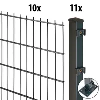 GARDEN 'N' MORE Doppelstabmattenzaun "Excellent" Zaunelemente 10 Elemente für 20 m, LxH: 200 x 83 cm, mit 11 Pfosten Gr. H/L: 80cm x 20 m, Pfosten: 1, grau (anthrazit)