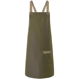 KARLOWSKY LS 38 PASSION Latzschürze URBAN-LOOK mit Kreuzbändern und Tasche, 65% Polyester/35% Baumwolle, Einheitsgröße, 85cm Länge, 70cm Breite, Moosgrün