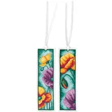 Vervaco Lesezeichen Kreuzstich Stickpackung Mohnblumen, 2er Set, Zählmuster, 6x20cm
