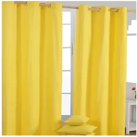 Homescapes Gardinen unifarben gelb 2er Set 137 x 182 cm - Homescapes