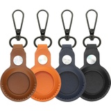4smarts Kunstleder Case Set Premium für AirTags 4 Stück braun, orange, blau, schwarz, 540567 Schlüsselanhänger Gemischte Farben Stück(e)