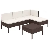 VidaXL 5-tlg. Garten-Lounge-Set mit Auflagen Poly Rattan Braun