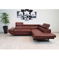 Echtleder Ecksofa 245x210 Echt Leder Granada Cognac Sofa Couch mit Kopfstützen