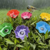 6 PCS Vogeltränke Blume, Gartenstecker Vogeltränke Stehend, Metall Vogelbad Garten, Handgefertigt Insektentränke & Bienentränke Mit Stab Für Den Garten & Balkon-Für Wildvögel
