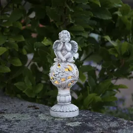 StarTrading LED Solar Gartenfigur Engel grau H: 27cm 6 Stunden Leuchtdauer