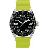 Breil Uhr Score Ziffernblatt SCHWARZ Bewegung NUR Zeit Quartz e GÜRTEL SILIKON GRÜN EW0637