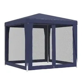 vidaXL Partyzelt mit 4 Mesh-Seitenwänden Blau 2,5x2,5 m HDPE