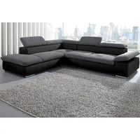 Ecksofa SIT & MORE "Valantine L-Form" Sofas Gr. B/H/T: 272cm x 73cm x 226cm, Luxus-Microfaser ALTARA NUBUCK, Ottomane links, ohne Bettfunktion, schwarz (schwarz/grau) inkl. Kopf- und Armteilverstellung, wahlweise mit Bettfunktion