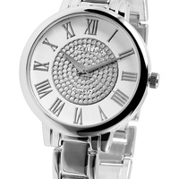 Damen Armbanduhr Silber Silver Crystalbesatz Metallarmband von Excellanc 180/087