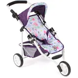 Bayer Chic 2000 - Puppenbuggy Lola, Kinderwagen für Puppen bis ca. 50 cm Größe, Jogging-Buggy, Puppenjogger, Puppenwagen, Flowers, lila, 612-73