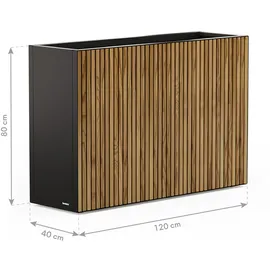 Herstera Pflanzkübel Deco Planter Divider L 120 x 40 x 80 cm Schwarz