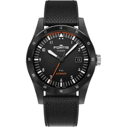 Fortis Flieger F-41 Automatic limited Edition Mission Black auf Hybrid Strap" F4220030" - Mattschwarz,schwarz - 41mm
