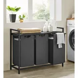 VASAGLE Wäschekorb 3 x 38 L mit Ablage, schwarz-grau