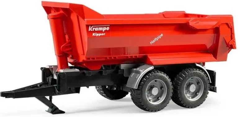 Bruder 02225 - Krampe Tandem-Halbpippe-Muldenkipperanhänger - 1:16 Transportanhänger, Seitelflügelanhänger, Muldenkipper, Traktor-Zubehör, Landwirtschaft, Bauernhof