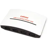 Roline USB 3.2 Gen 1 Hub Black and White, 4 Ports, mit Netzteil
