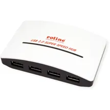 Roline USB 3.2 Gen 1 Hub Black and White", 4 Ports, mit Netzteil