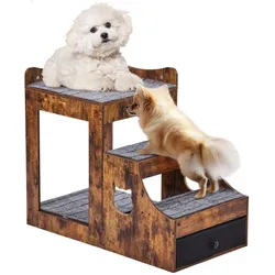 VEVOR Etagenbett Haustiere Fenstersitz Hunde Hundetreppe 3-Stufen 830x450x675mm