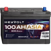 HeyVolt Asia Autobatterie 12V 100Ah 830A/EN Starterbatterie, absolut wartungsfrei ersetzt 93Ah 95Ah, Pluspol Links