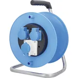 as - Schwabe Camping Leertrommel Ø285 mm für ca. 50 m Kabel, 2 Einbausteckdosen mit Klappdeckel 230V/16A, 1 CEE Steckdose 230V/16A, Thermoschutzschalter, IP44,